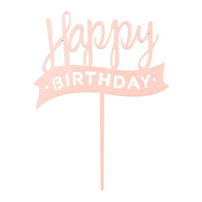 O'creme Pink 'happy Birthday' Cake Topper : Target