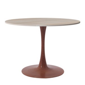 LeisureMod Bristol 35'' Modern Round Dining Table – Durable MDF Top and Wood-Transfer Cherry Steel Base for Kitchen, Dining Room, or Cafes - 1 of 4
