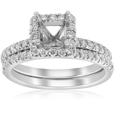 Pompeii3 5/8ct Princess Cut Diamond Halo Engagement Ring Setting Matching Band White Gold