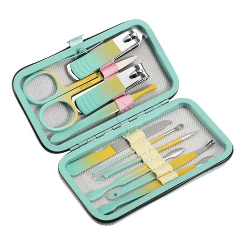 Wholesale All Pure 4pc Nail Care Travel Kit STEEL/BLUE/GREEN