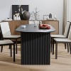 Lirago 67in Oval Wood Grain Dining Table 6 Person Modern Elegant Natural Finish Perfect for Family Gatherings Dinner Parties Black - 2 of 4