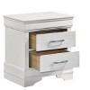 Vynxaria Modern White Wood 2-Drawer Nightstand, Contrast Finish Legs & Handles, Slat Support System, Glam Accent - 4 of 4