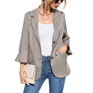 Coolmee Womens 3/4 Flared Sleeve Blazer Casual Open Front Long Sleeve Suit Jackets Business Work Office Blazers - 1 of 4