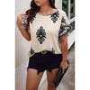 I AM A FASHION JUNKY Plus Printed Ruffle Hem Wide Round Neck Blouse - 2 of 4