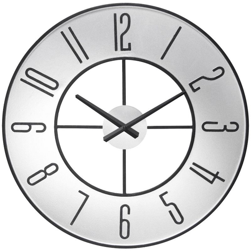 19.75&#34; Metropolitan Metal Wall Clock Silver - Infinity Instruments, 1 of 7