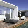 Resenkos 2 Reclining Chaise Lounge Chairs, Rolling Outdoor Chairs With Cushion, Pillow, Headrest, Armrests, And Wheels, Brown, Cream White - 3 of 4