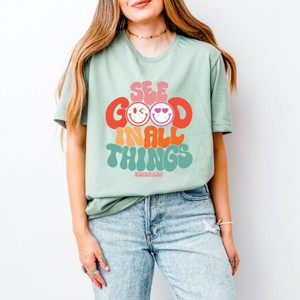 Simply Sage Market S.W.Smiley See Good In All Things Smiley Face Short Sleeve Tee - 1 of 4