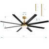 Airsurfer 72" Black Windmill Ceiling Fan with Color-Changing LED Light & Remote, 8 ABS Blades for Large Rooms, DC Motor, 7''&12'' Downdods - 3 of 4