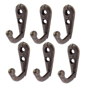 Unique Bargains Bedroom Wardrobe Clothes Coat Hat Retro Style Wall Mounted Hook Bronze Tone 6 Pcs - 1 of 4