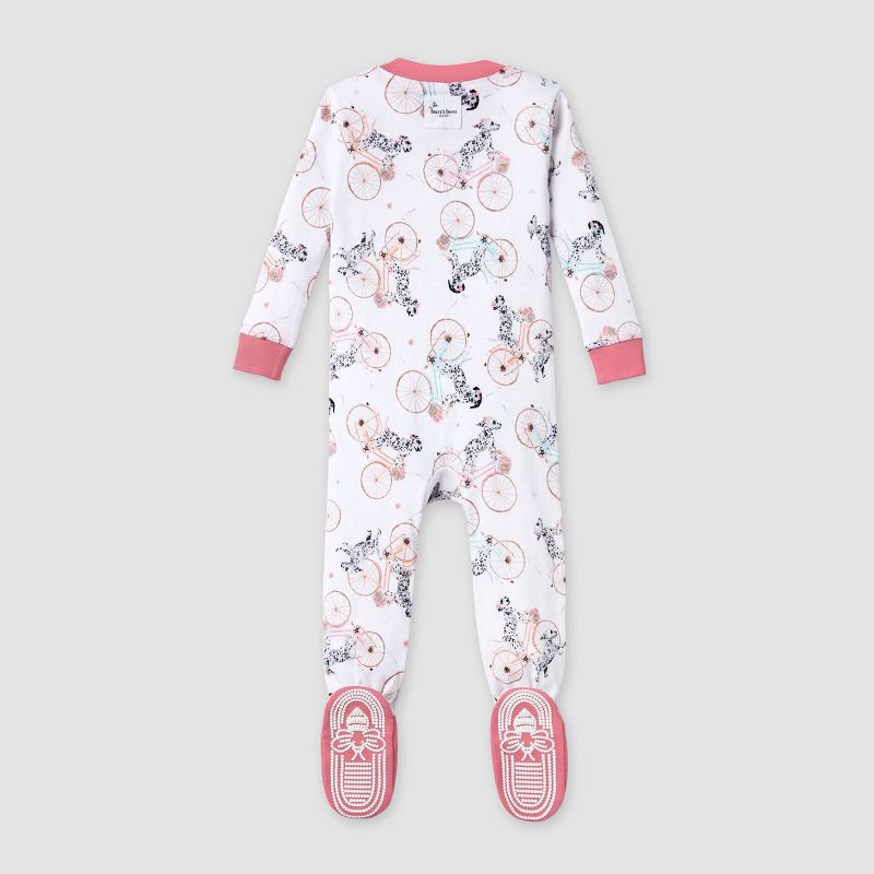 Burt&#39;s Bees Baby&#174; Baby Girls&#39; Cycling Dalmatians Snug Fit Footed Pajama - White/Pink, 3 of 6