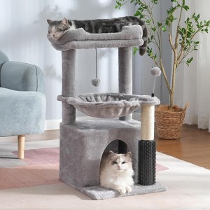 32 Inches Small Cat Tree for Large Cats Tower with Scratching Post, and Removable Top Perch and Wide Condo - 1 of 4