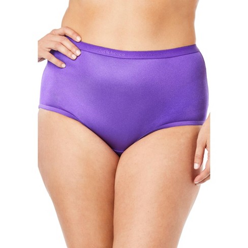 Comfort Choice Women's Plus Size Nylon Brief 10-Pack - 14, Purple