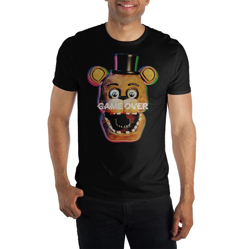 Five Nights at Freddy's Game Over Graphic Print Men's Black T-shirt, 1 of 4