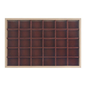 Unique Bargains Girls' Velvet Brown Jewelry Container Trays with Removable Dividers - 1 of 4