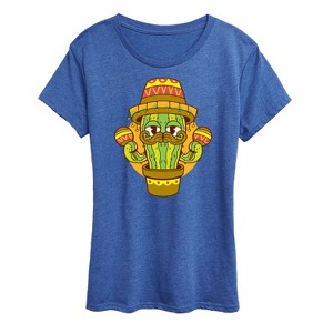 Women's - Instant Message - Cactus Sombrero Short Sleeve Graphic T-Shirt - 1 of 4