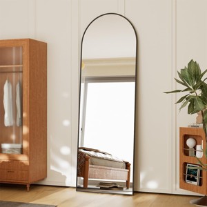 57"x22"  Full Length Mirror, Wall Mirrors Hanging or Leaning Arched-Top Full Body Mirror with Stand for Bedroom, Dressing Room, Black - 1 of 4