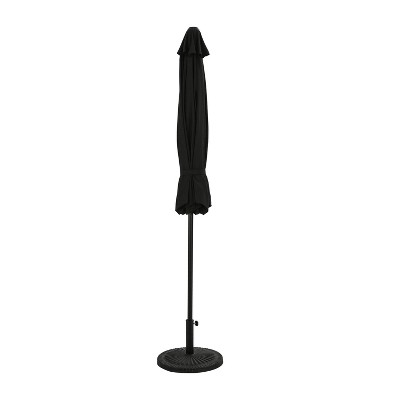 9-Foot Black Aluminum Market Patio Umbrella with Auto-Tilt