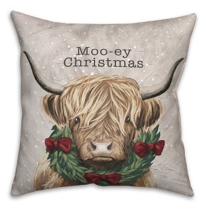 Creative Products Moo-ey Christmas 18 x 18 Spun Poly Pillow - 1 of 3