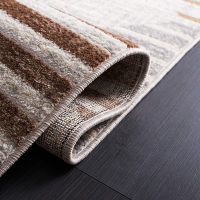 Palma Geometric Gray and Beige Synthetic Area Rug