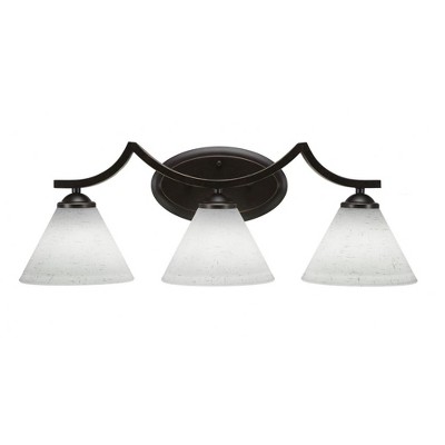 Toltec Lighting Zilo 3 - Light Vanity in  Dark Granite with 7" White Muslin Shade