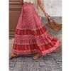 Women's Boho Maxi Skirt - Flowy Flared Ruffle Design for Summer & Going Out Outfits Boho Pink - 4 of 4