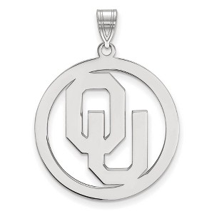 Black Bow Jewelry Sterling Silver Oklahoma Sooners NCAA Extra Large Pendant - 1 of 3