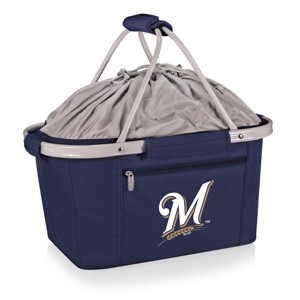 MLB Milwaukee Brewers Metro Basket Collapsible Cooler Tote - Navy Blue - 1 of 4