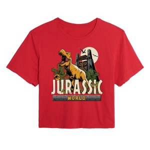 Women's - Jurassic Park - Jurassic World T Rex Cropped Graphic T-Shirt - 1 of 3