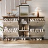Farmhouse Shoe Cabinet with 4 Flip Drawers and 3 Open Shelves, Entryway Shoe Organizer - 4 of 4