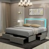 CAVINAS Full/King Size Modern Platform Bed Frame with LED Lights Headboard & 4 Storage Drawers,No Box Spring Needed - 2 of 4