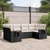 vidaXL 6 Piece Patio Sofa Set with Cushions Black and Cream Poly Rattan - 2 of 4