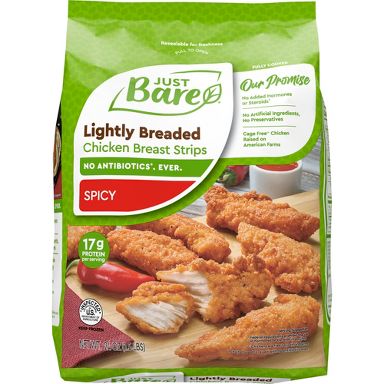 Just Bare Lightly Breaded Spicy Chicken Breast Strips - Frozen - 24oz