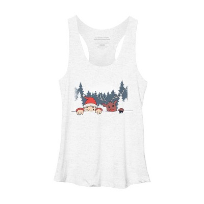 Women's Design By Humans Christmas Santa And Rudolph Peaking By rasok Racerback Tank Top