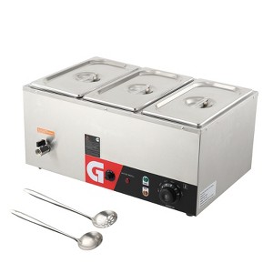 Commercial Food Warmer,1200W Electric Steam Table, Professional Countertop Stainless Steel Buffet Bain Marie,86-185°F Temp Control - 1 of 4