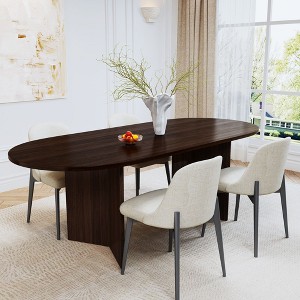 67 inch V-shaped Base Oval Natural Wood Color Dining Table with 6 Dining chairs Suitable for Dining Room and Living Room - 1 of 4