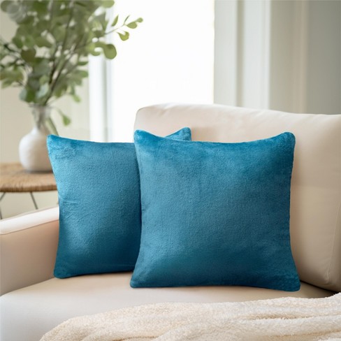 Pavilia Set Of 2 Throw Pillow Covers, Decorative Velvet Square Cushion  Cases For Bed Sofa Couch Bedroom Living Room, Sea Blue/20 X 20 : Target
