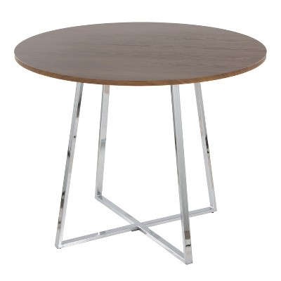 Sapphtopaz Round Dining Table Contemporary Dining Table in Chrome Metal Legs and MDF Tabletop Kitchen Table for Dining Room, Small Spaces