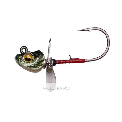 Megabass Okashira Screwhead 3pk, Weed Kamo II, 1/16oz.