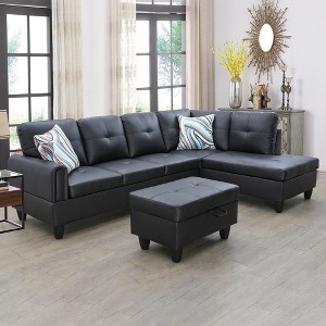 DOMETOUR Living Room Sofa Set 3Pcs(Sofa+Chaise+Ottoman) - 1 of 4