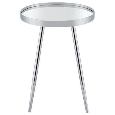 Chrome Round Metal and Glass Mirrored End Table