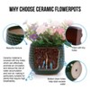 KTMBDW Plant Pots Set of 3, Ceramic Planter Pot with Drainage Hole, Indoor/Outdoor Cylinder Round Planter Pot - 3 of 4