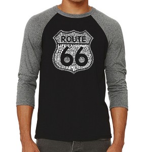 LA Pop Art Men's Raglan Baseball Word Art T-shirt - Route 66 - Life is a Highway - 1 of 4