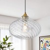POWLIG 11 inch Modern Adjustable Gold Pendant Light with Striped Glass Shade - Kitchen Island Lighting for Dining Room, Bedroom & Entryway - 2 of 4
