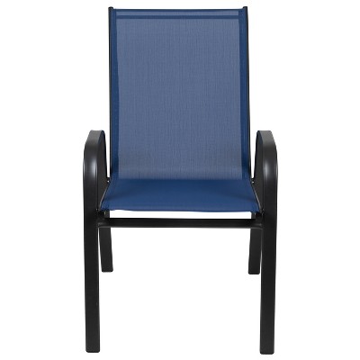 Brazos Navy Blue Outdoor Stackable Dining Chair Pair with Flex Comfort