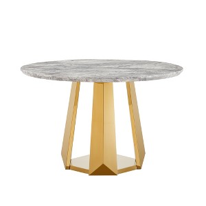 Dolonm 47-inch Round Modern Marble Dining Table with Stainless Steel Base for Kitchen, Dining Room - 1 of 4
