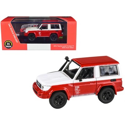 2014 Toyota Land Cruiser 71 SWB (Short Wheel Base) Red and White "2023 Auto Salon" 1/64 Diecast Model Car by Paragon Models