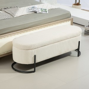 Fabric Upholstered Ottoman: Storage, Bedroom Bench, Safety Hinge, Padded Footstool, Living Room and Entryway - 1 of 4