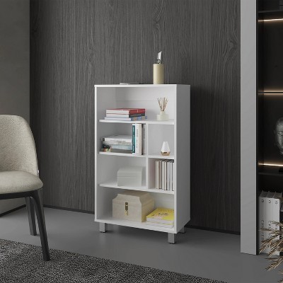 TOAOTBNBO 4 Tier Small Bookshelves, Home Office Bookcase with Storage Cabinet Industrial Floor Standing Book Shelf