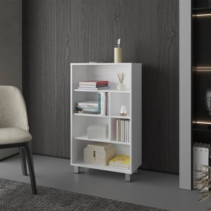 TOAOTBNBO 4 Tier Small Bookshelves, Home Office Bookcase with Storage Cabinet Industrial Floor Standing Book Shelf - 1 of 4
