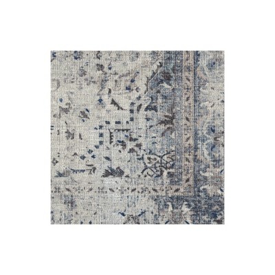Off-White and Blue 5' x 7' Synthetic Flatwoven Washable Area Rug
